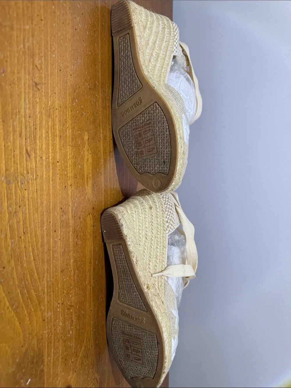 Soludos Cream Floral Espadrille Wedges with Ankle Wrap